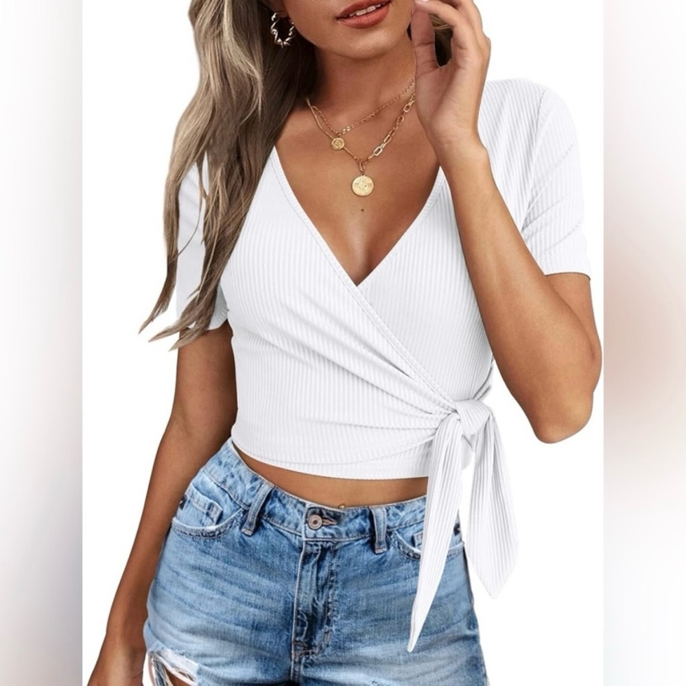 White Wrap Top for Women